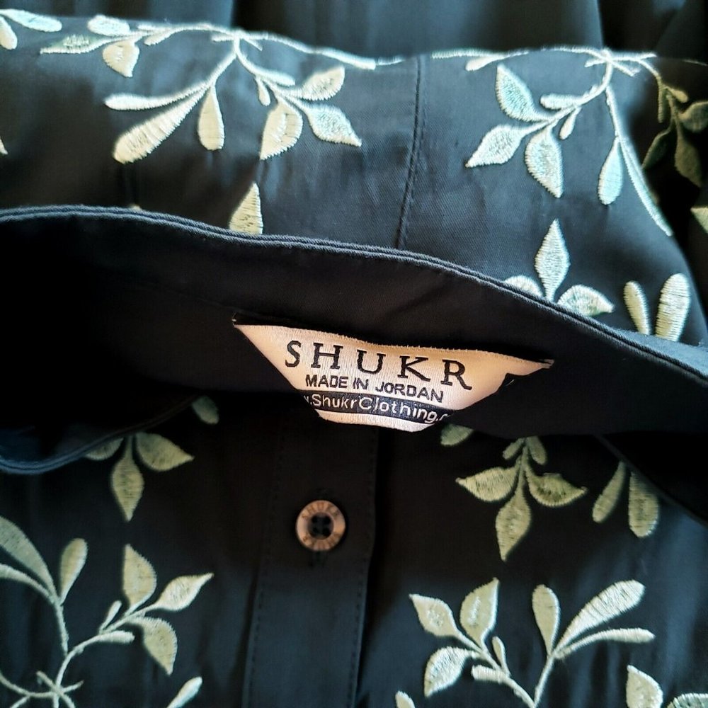 Embroidered Gown Deep Forest Maxi Dress 100% Rayon V Neck Button Front - Picture 8 of 10